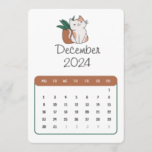December 2024 Stand Alone Cat And Plant Calendar Menu