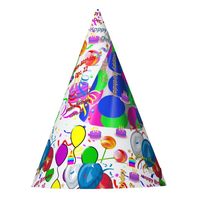 December, 22 Party Birthday Hat, Birthday Hat (Front)