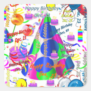 December, 23 Kids Birthday Stickers