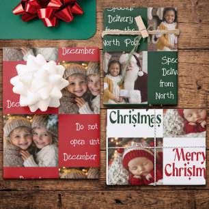December 25 North Pole Set of 3 Photo Christmas Wrapping Paper Sheet