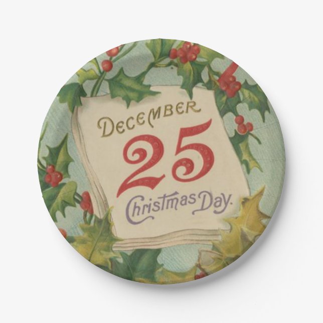 December 25th Christmas Day Paper Plate (Front)