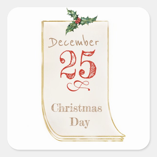December 25th Vintage Christmas Sticker (Front)