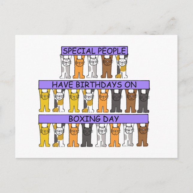 December 26th Birthday Cute Cartoon Cats Postcard (Front)