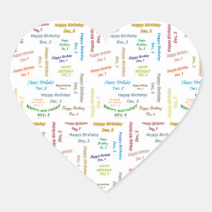 December, 3 Birthday Sticker