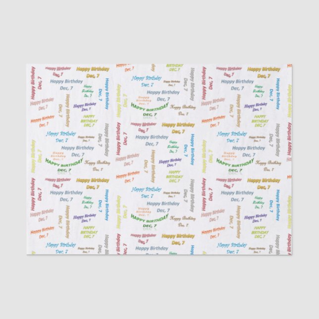 December, 7 Birthday Tissue Paper (Front)