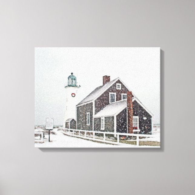 December at Scituate Light Canvas Print (Front)
