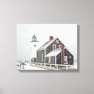 December at Scituate Light Canvas Print
