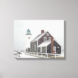 December at Scituate Light Canvas Print