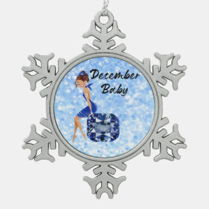 December Baby Snowflake Pewter Christmas Ornament