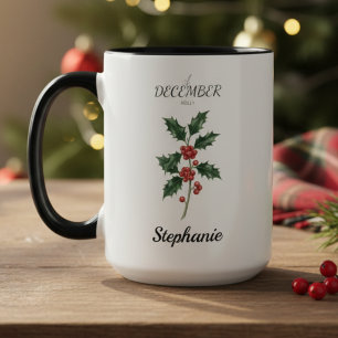 December Birth Flower Holly Birthday Mug