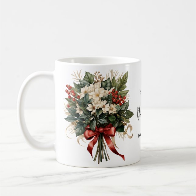 December Birth Flower Holly Coffee Mug (Left)