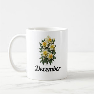December Birth Flower Mug, Birthday Flower Mug
