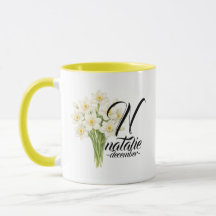 December Birth Flower Mug – Elegant Narcissus Gift