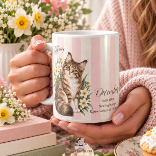 December Birth Flower Narcissus and Cat Bridesmaid Coffee Mug