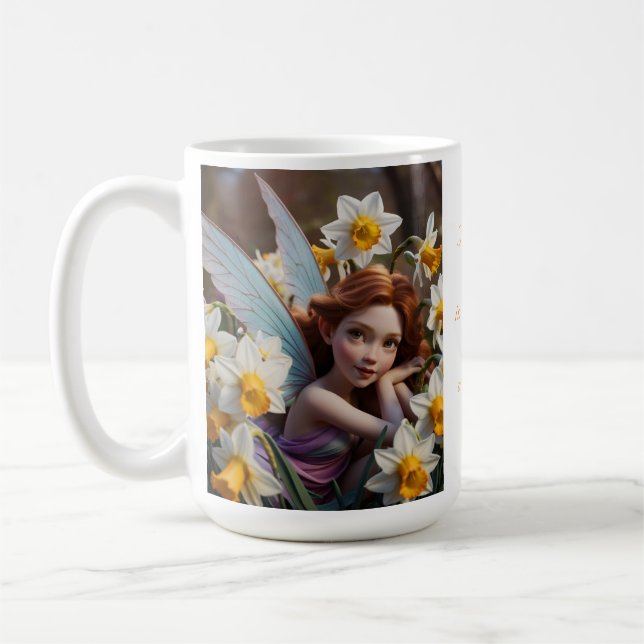 December Birth Flower - Narcissus Flower Fairy  Coffee Mug (Left)