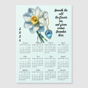 December Birth Flower & Stone Calendar 