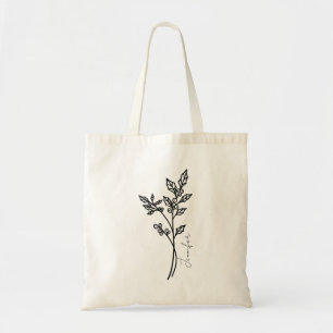 December Birth Month Flower Holly Script Name Tote Bag