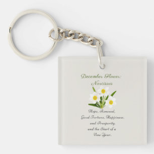 December Birth Month Flower Narcissus Elegant Key Ring
