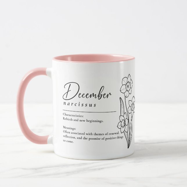 December Birth Month Flower Narcissus Minimalist Mug (Left)