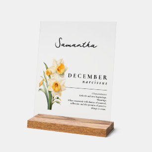 December Birth Month Flower Narcissus Personalised Acrylic Sign