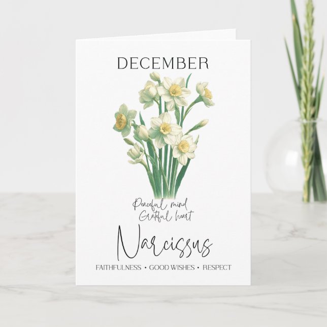 December Birthday Birth Month Flower Narcissus Card (Front)