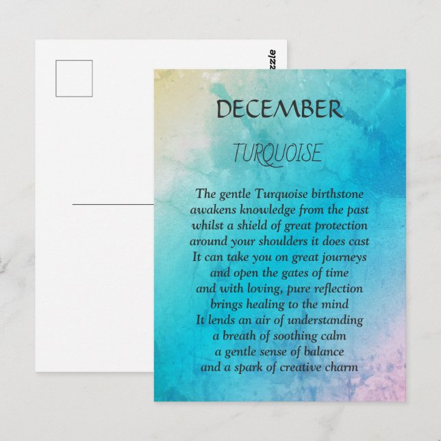 December birthday birthstone Turquoise  Postcard (Front/Back)