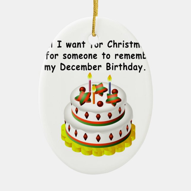 December Birthday Ceramic Tree Decoration (Front)