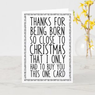 December Birthday Christmas Card Funny