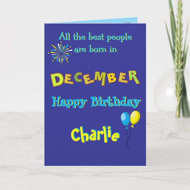 December Birthday Folded Greeting Card (Front)