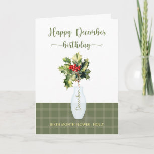 December Birthday Holly Birth Month Flower Violet Card