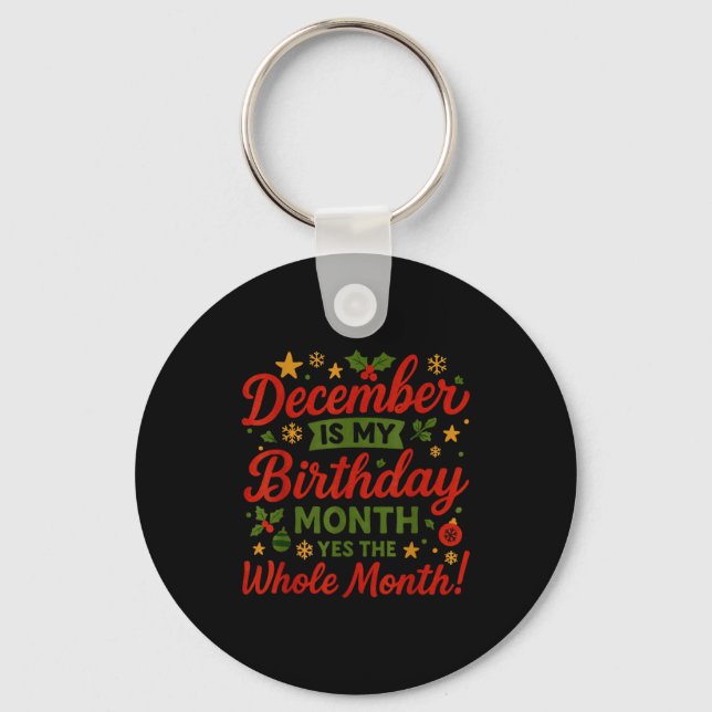 December Birthday Month Christmas Celebration Wint Key Ring (Front)