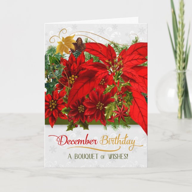 December Birthday Poinsettias for Christmastime Card (Front)