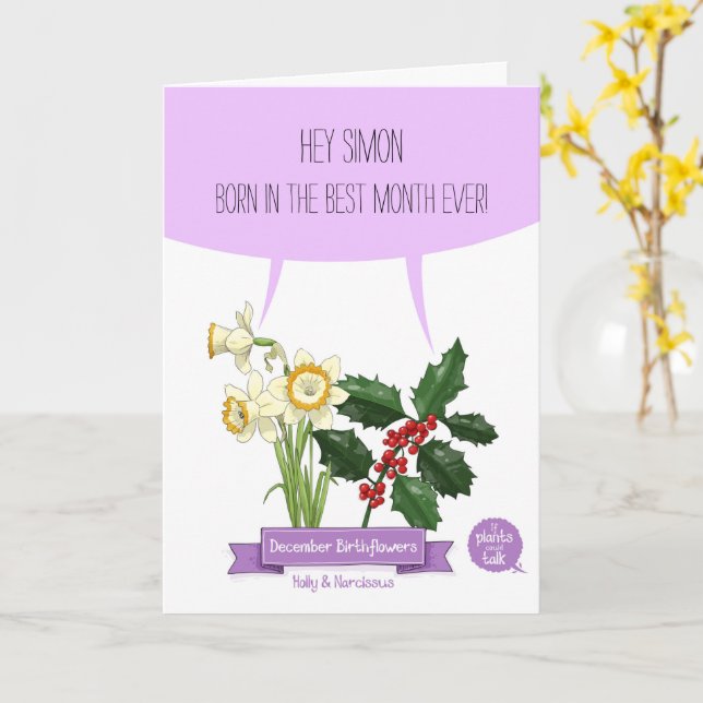 December Birthflower Birthday card  (Yellow Flower)