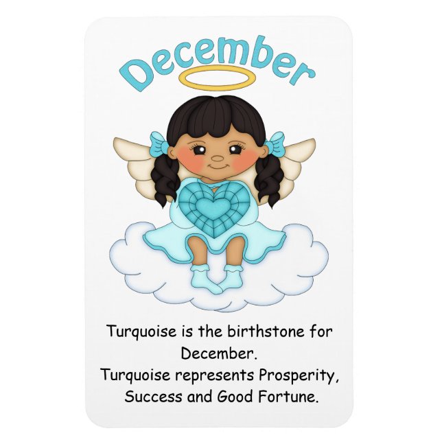 December Birthstone Angel Black Premium Magnet (Vertical)