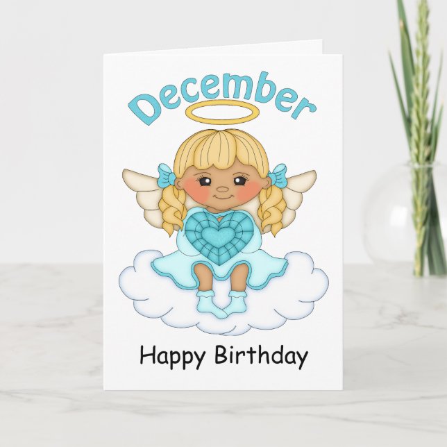 December Birthstone Angel Blonde Birthday Card (Front)