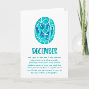 December Birthstone Blue Topaz Birthday Watercolor Card