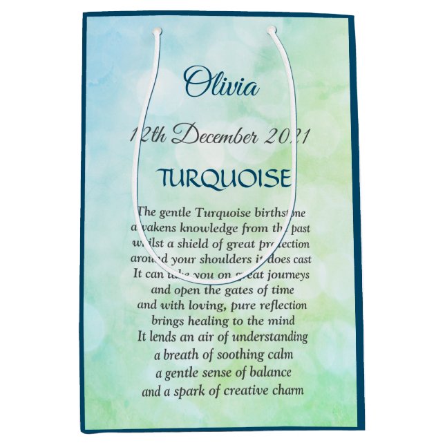 December Birthstone Turquoise design  Medium Gift Bag (Front)