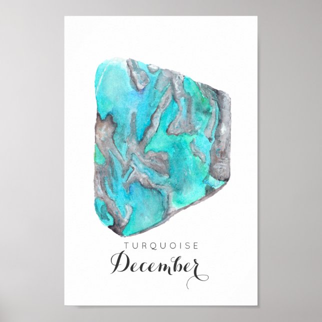 December Birthstone Turquoise Watercolor | Poster (Front)