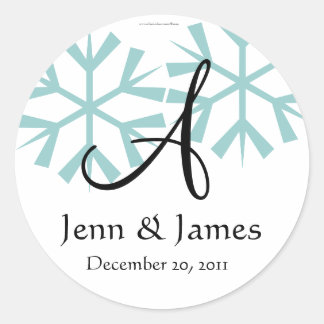 December Blue Snowflakes Monogram A Seal