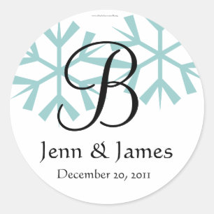 December Blue Snowflakes Monogram B Seal