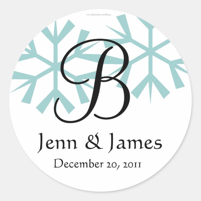 December Blue Snowflakes Monogram B Seal (Front)
