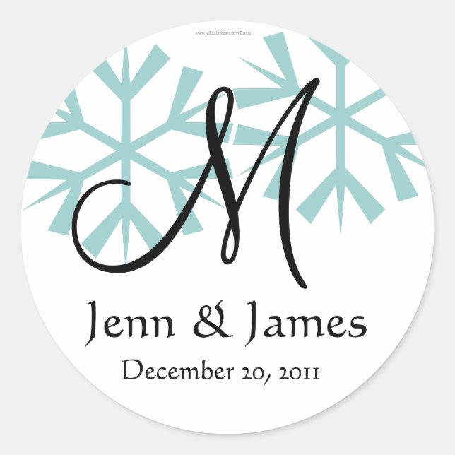 December Blue Snowflakes Monogram M Seal (Front)
