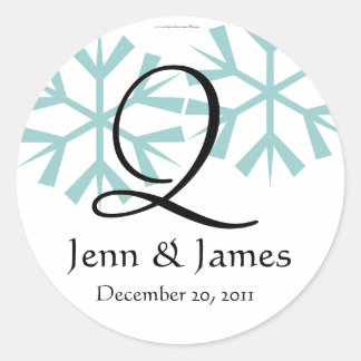 December Blue Snowflakes Monogram Q Seal
