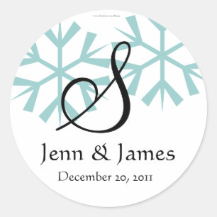December Blue Snowflakes Monogram S Seal