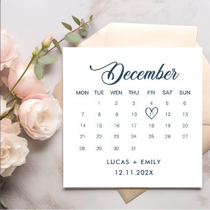 December Calendar Dark Blue Wedding Napkin