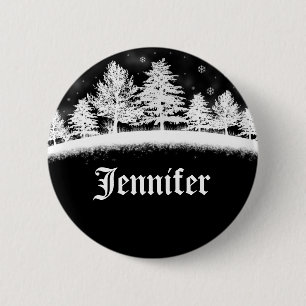 December Company Party Name Tags Black 6 Cm Round Badge