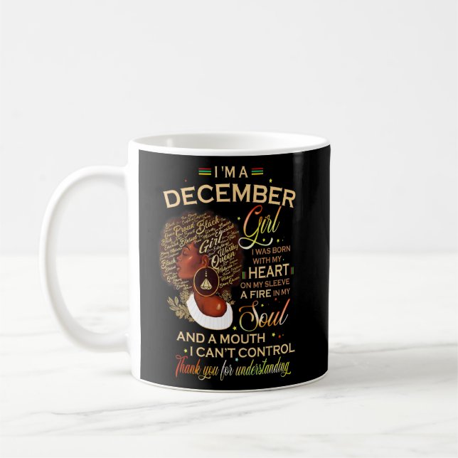 December Girl Birthday Melanin Afro Queen For Blac Coffee Mug (Left)
