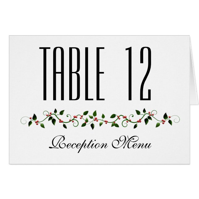 December Holiday Wedding Menu and Table Number (Front Horizontal)