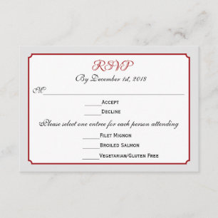 December Holiday Wedding RSVP Response with Menu