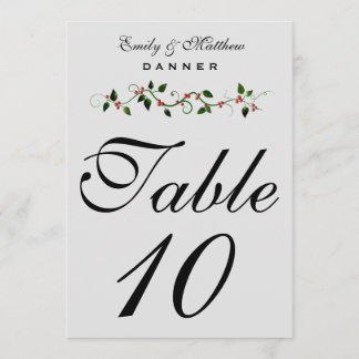 December Holiday Wedding Table Number 5X7